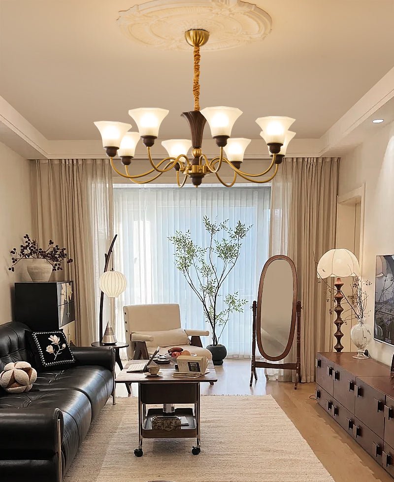 Ciphaen Traditional Elegance Vintage Wood Glass Chandelier - Letslighting