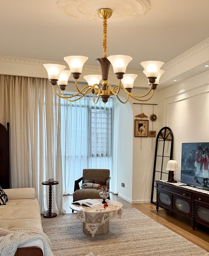 Ciphaen Traditional Elegance Vintage Wood Glass Chandelier - Letslighting