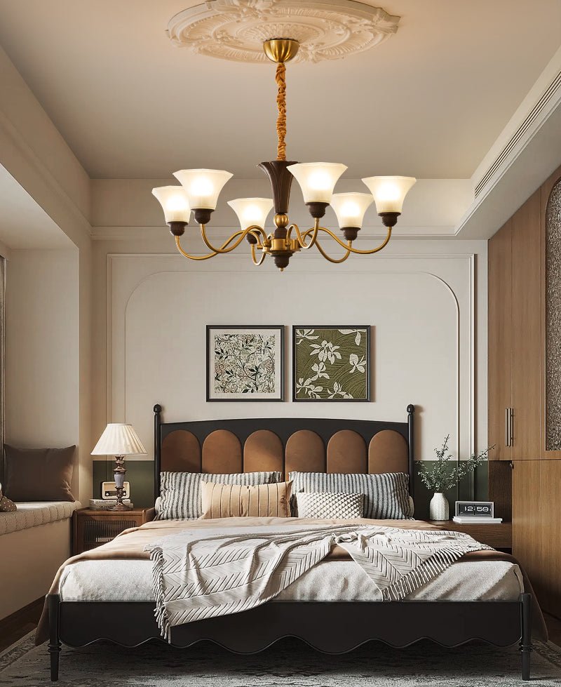 Ciphaen Traditional Elegance Vintage Wood Glass Chandelier - Letslighting