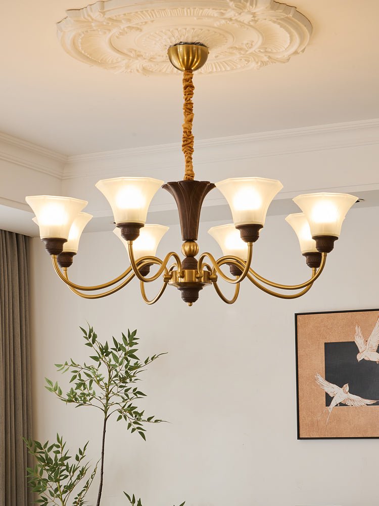 Ciphaen Traditional Elegance Vintage Wood Glass Chandelier - Letslighting