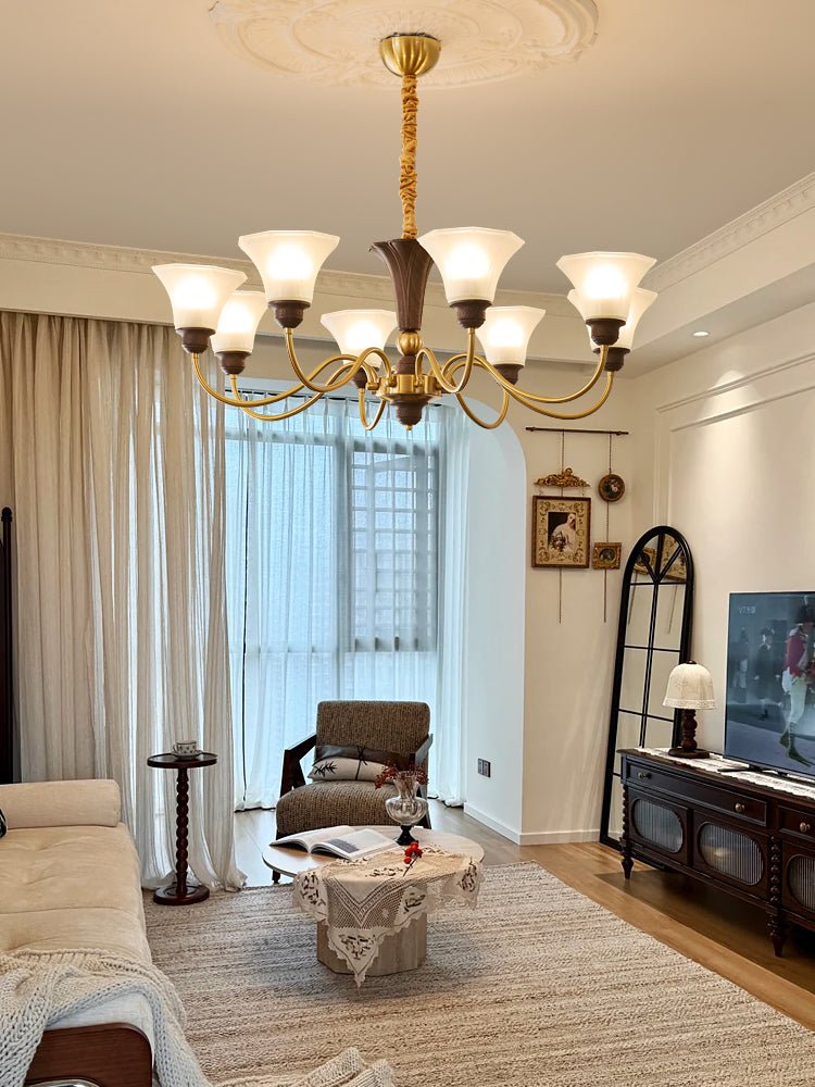Ciphaen Traditional Elegance Vintage Wood Glass Chandelier - Letslighting