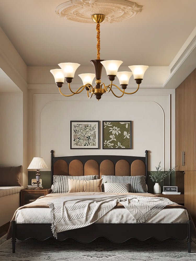 Ciphaen Traditional Elegance Vintage Wood Glass Chandelier - Letslighting