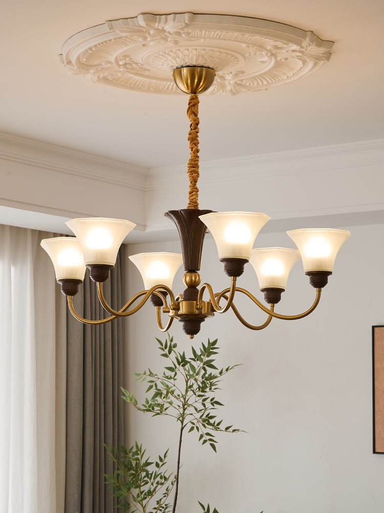 Ciphaen Traditional Elegance Vintage Wood Glass Chandelier - Letslighting