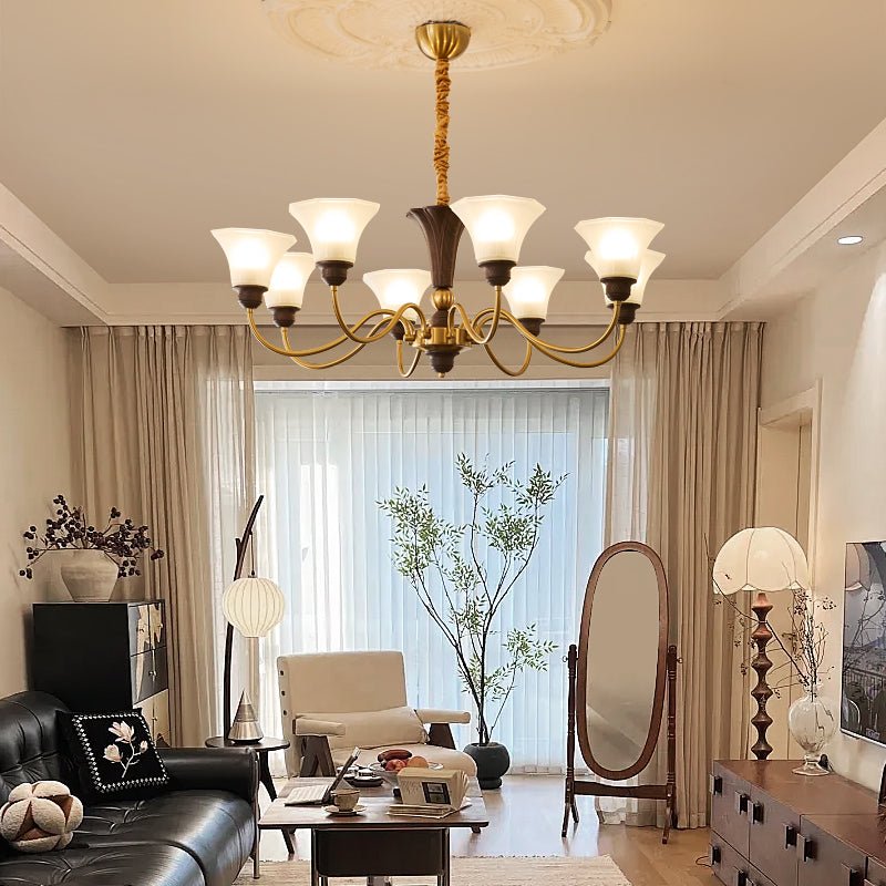 Ciphaen Traditional Elegance Vintage Wood Glass Chandelier - Letslighting