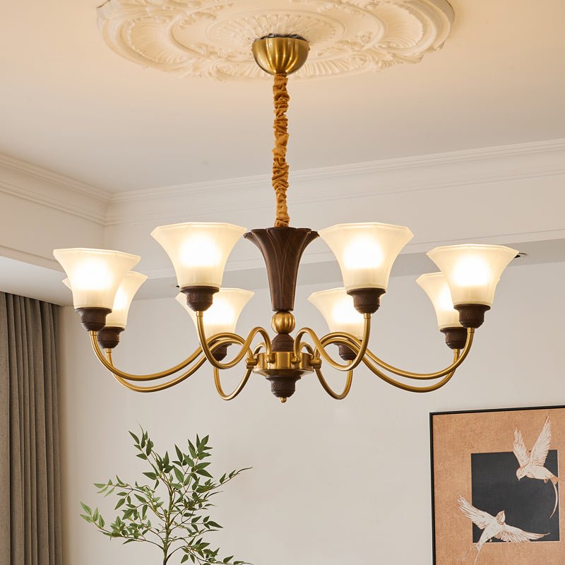 Ciphaen Traditional Elegance Vintage Wood Glass Chandelier - Letslighting