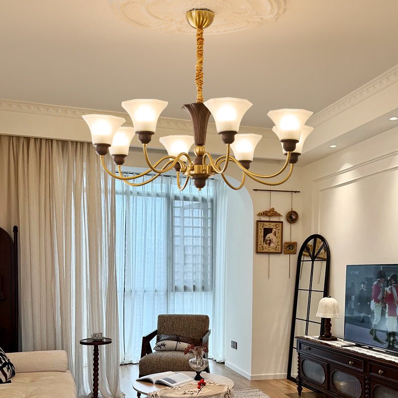 Ciphaen Traditional Elegance Vintage Wood Glass Chandelier - Letslighting