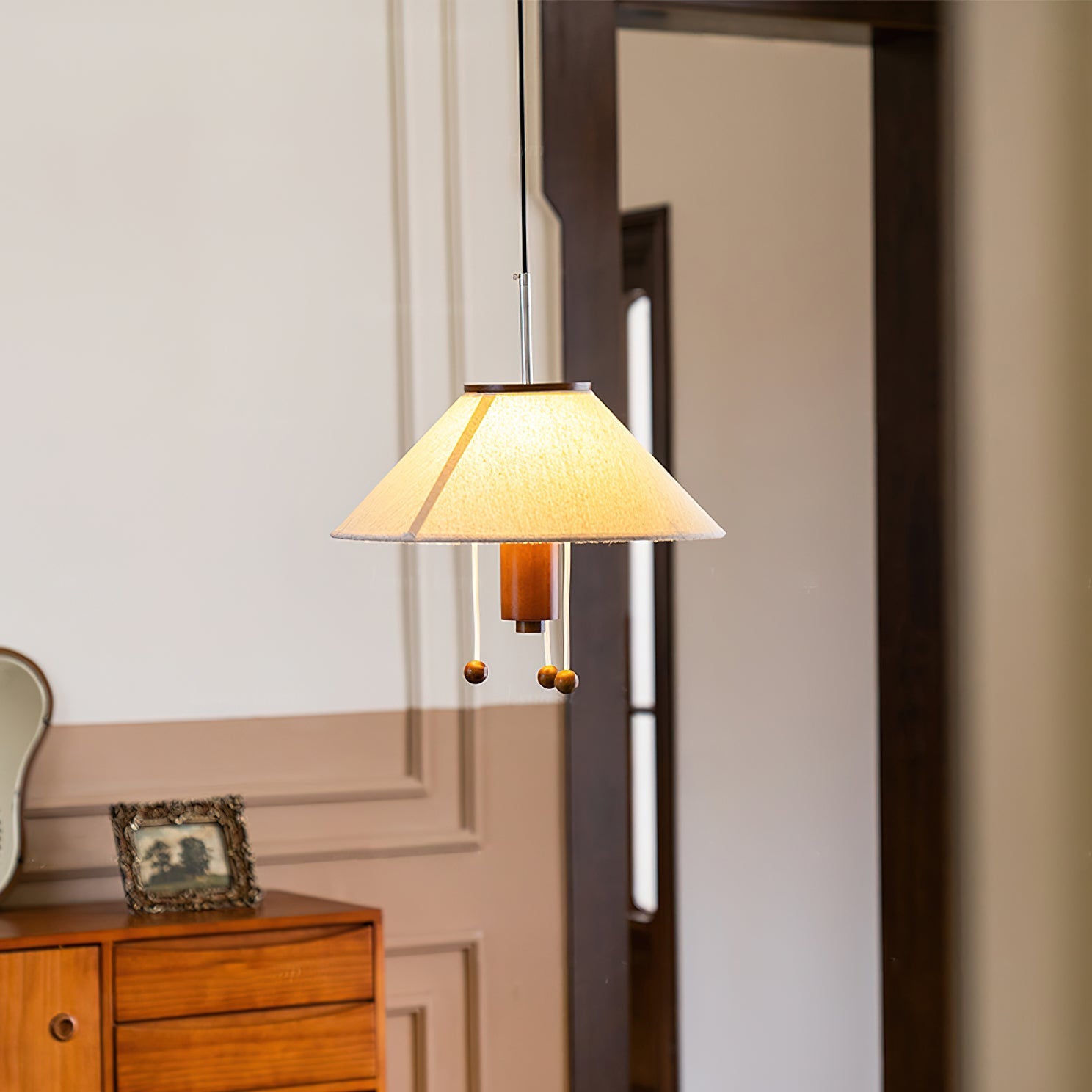 Zathee Nordic Art Classic Wood Fabric Pendant Lamp - Letslighting