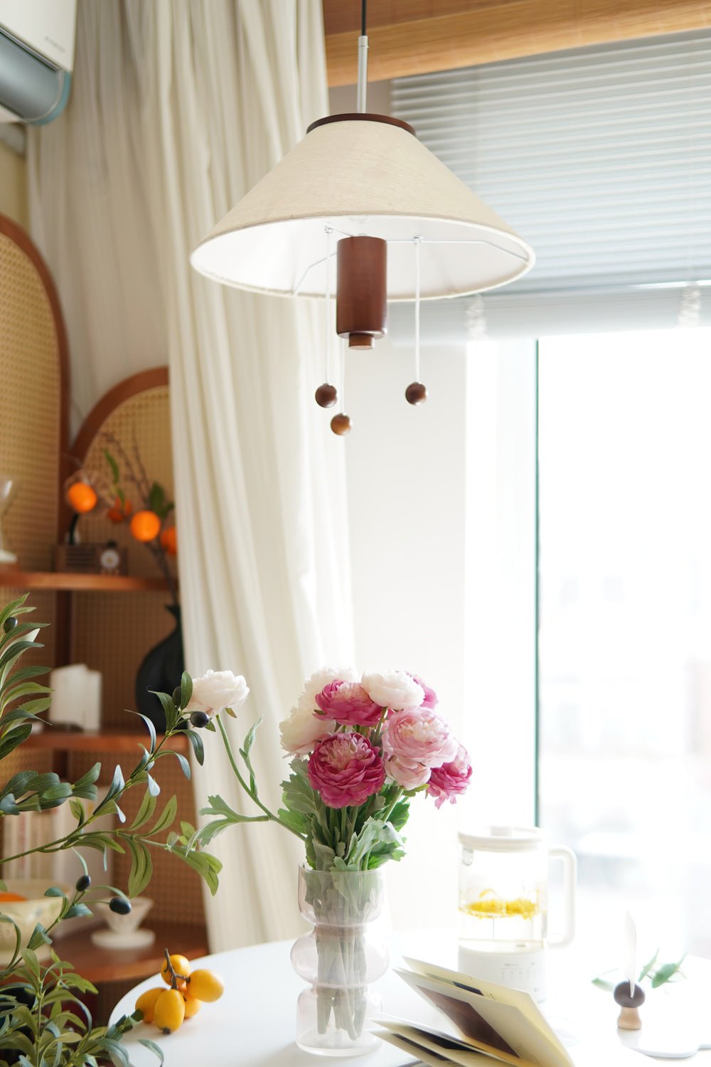 Zathee Nordic Art Classic Wood Fabric Pendant Lamp - Letslighting