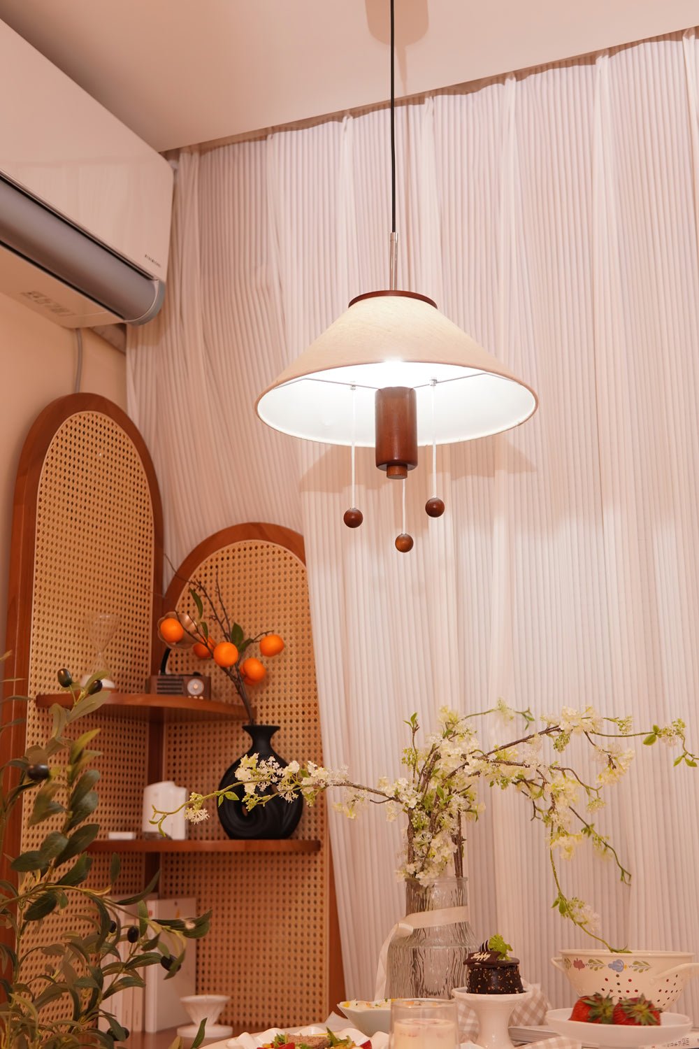 Zathee Nordic Art Classic Wood Fabric Pendant Lamp - Letslighting