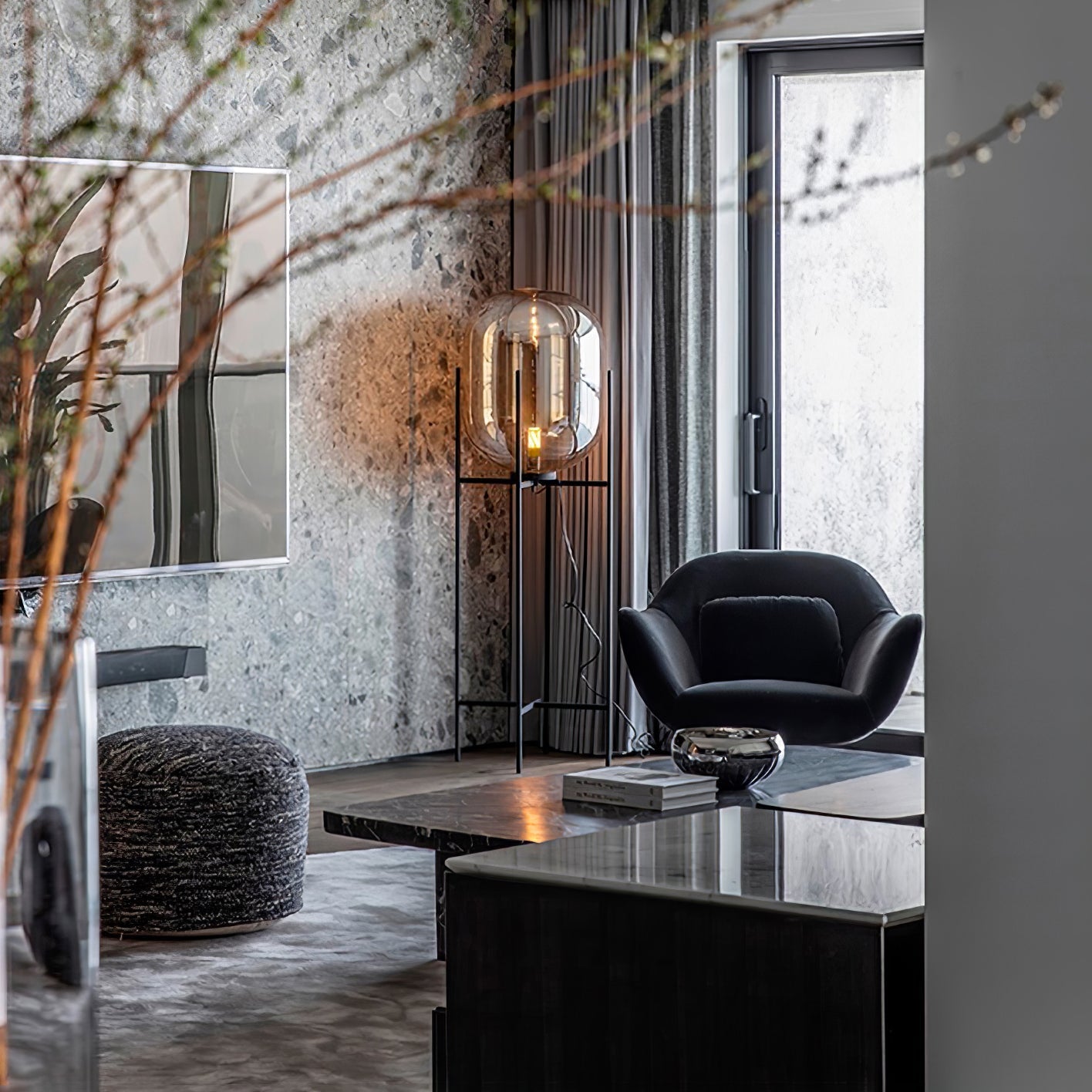 Zevia Glass Industrial Floor lamp - Letslighting