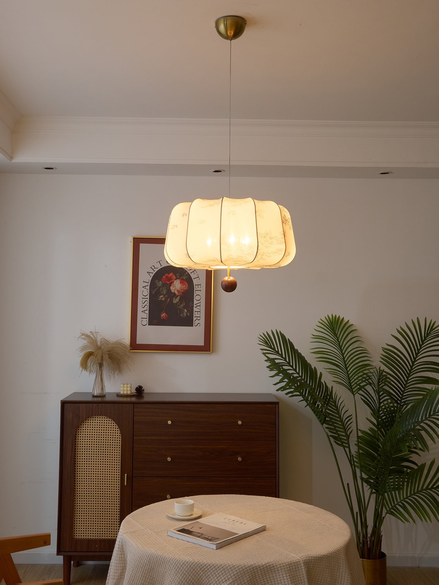 Valera Wood & Fabric Pendant Light - Letslighting