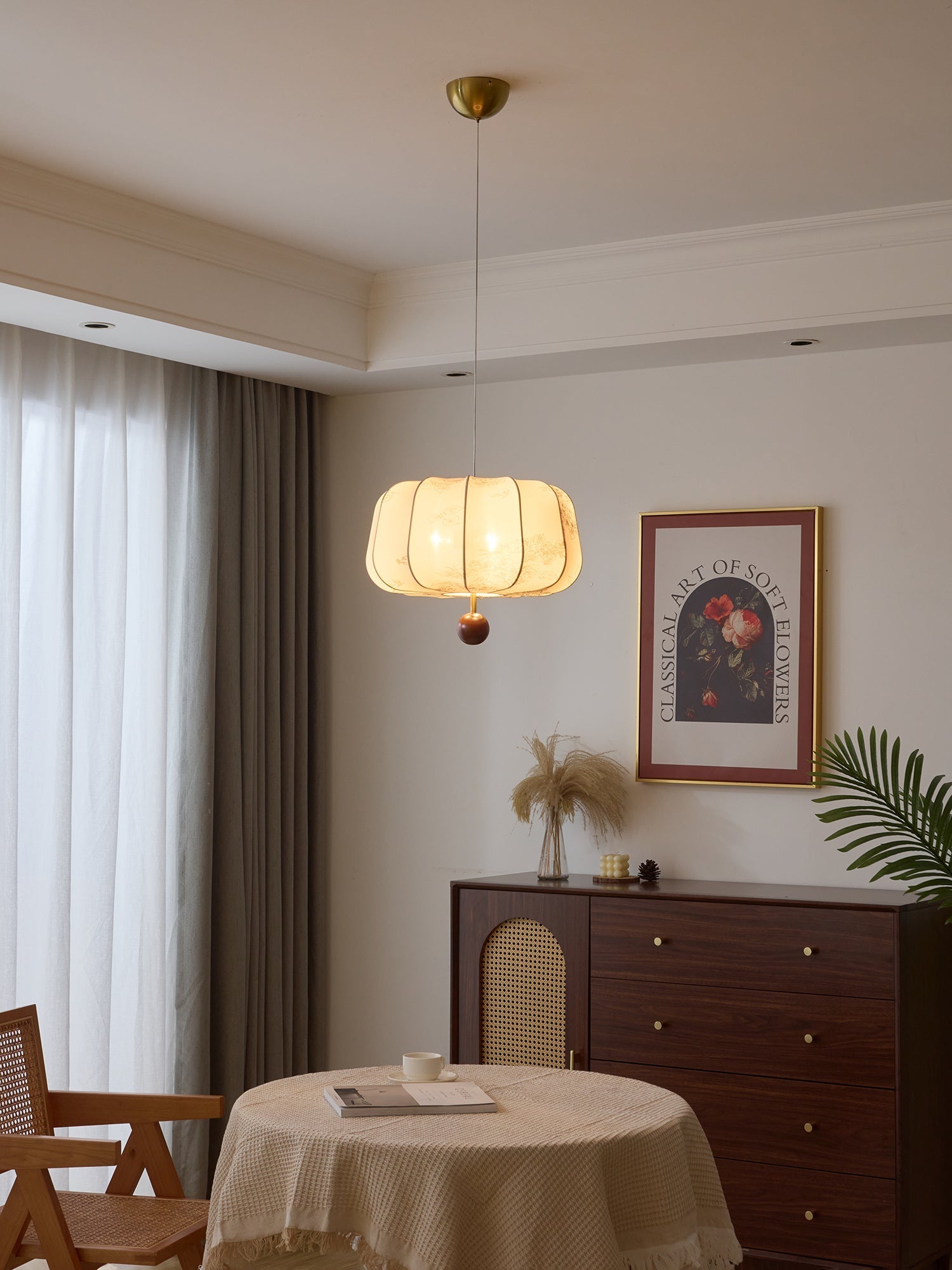 Valera Wood & Fabric Pendant Light - Letslighting