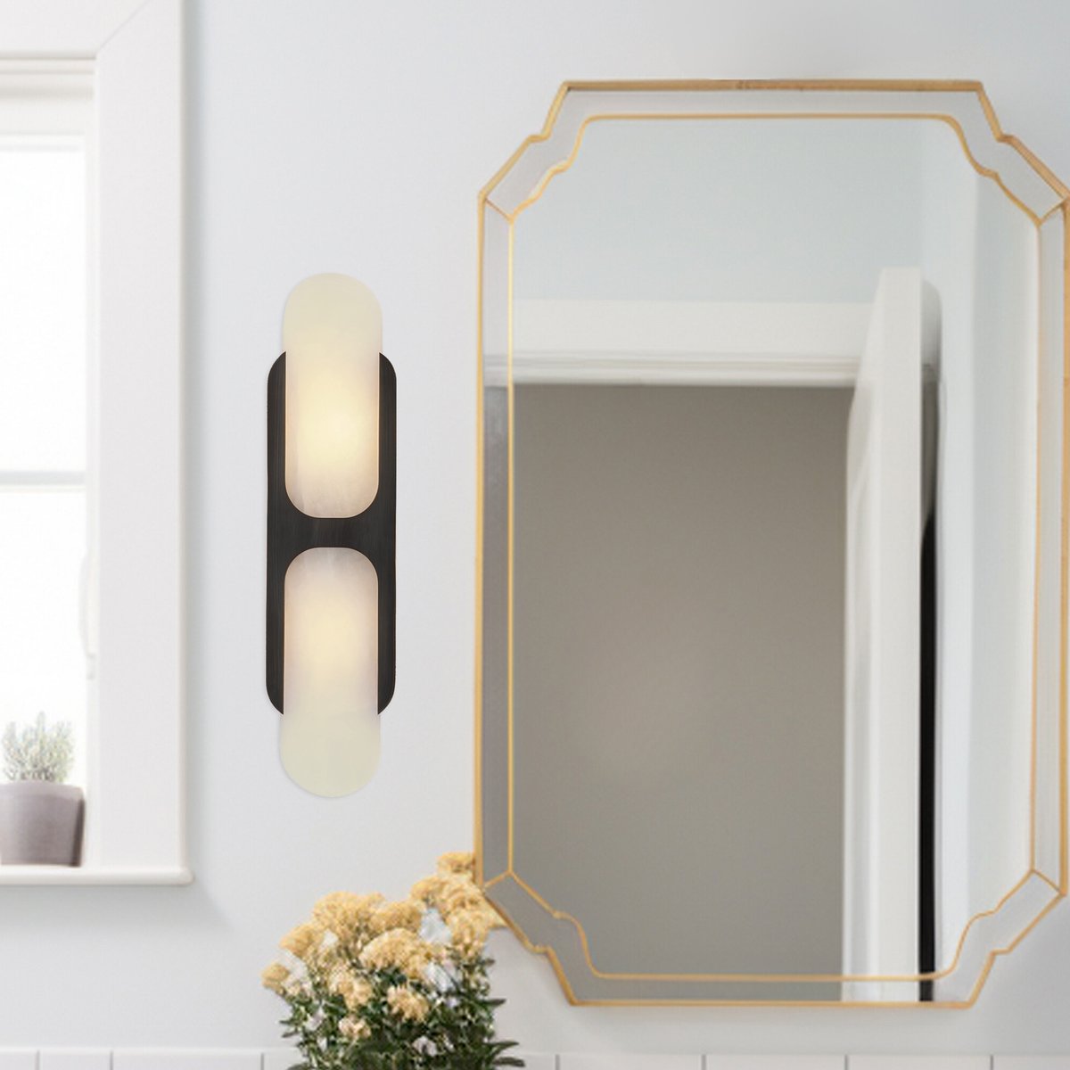 Ulthaora Double Globe Alabaster Wall Ligh