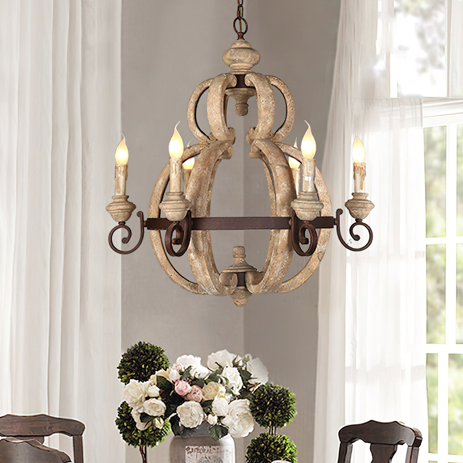 Cumaryra Traditional Hand-carved Wooden Chandelier - Letslighting