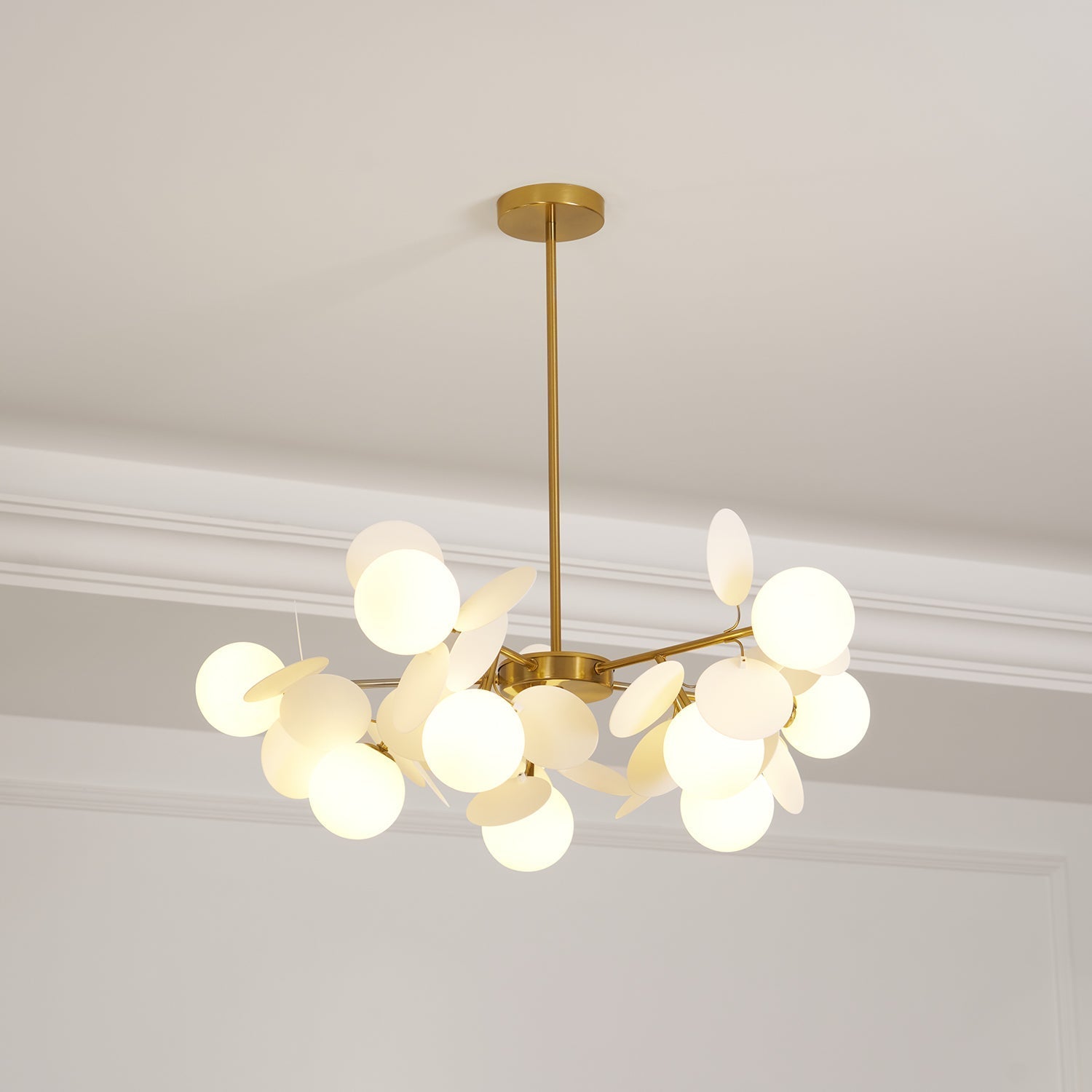 Lustra Chandelier Off White Tree Eight Open Shades - Letslighting