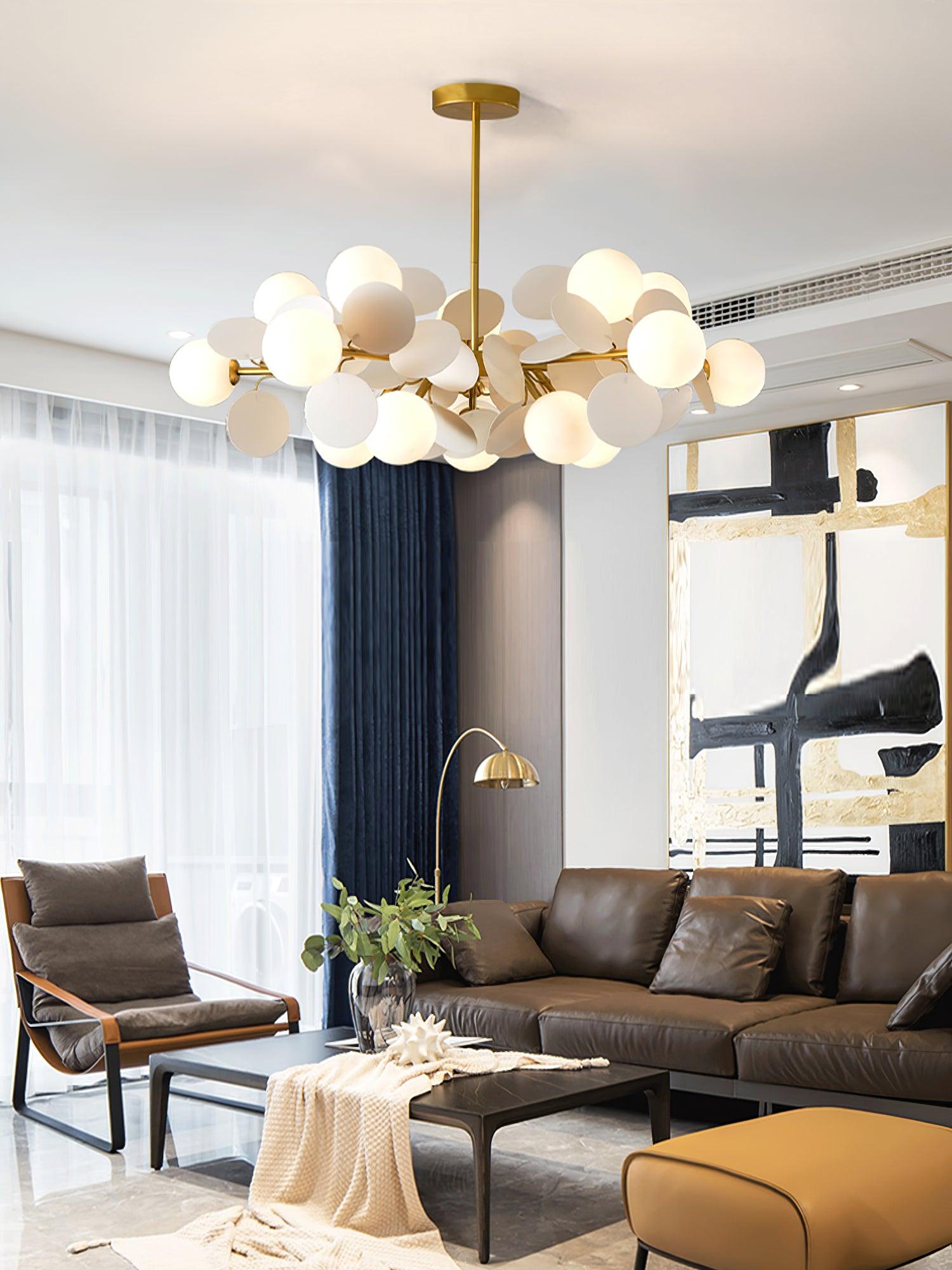 Lustra Chandelier Off White Tree Eight Open Shades - Letslighting