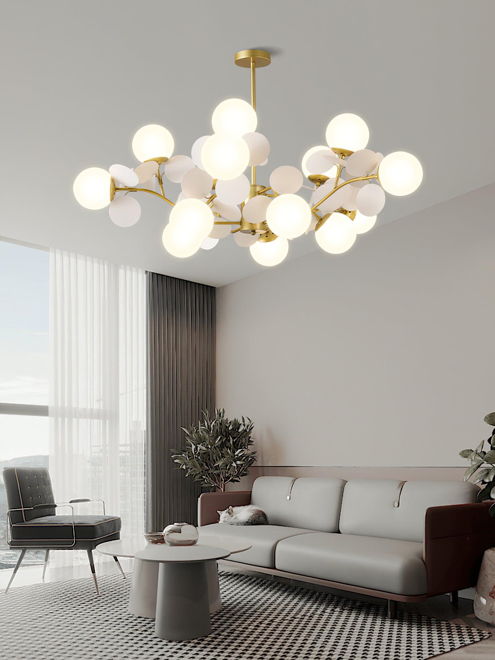 Lustra Chandelier Off White Tree Eight Open Shades - Letslighting