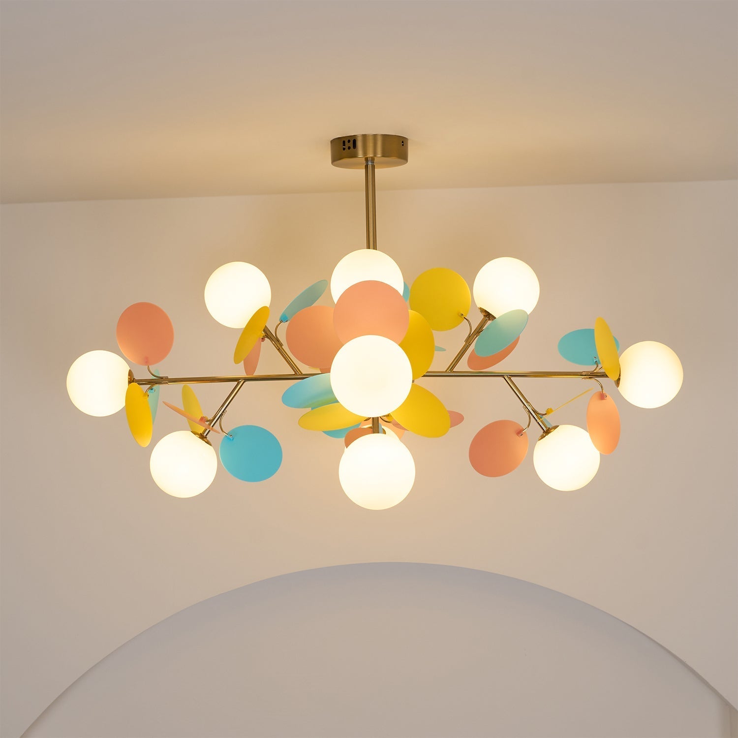 Lustra Chandelier Off White Tree Eight Open Shades - Letslighting