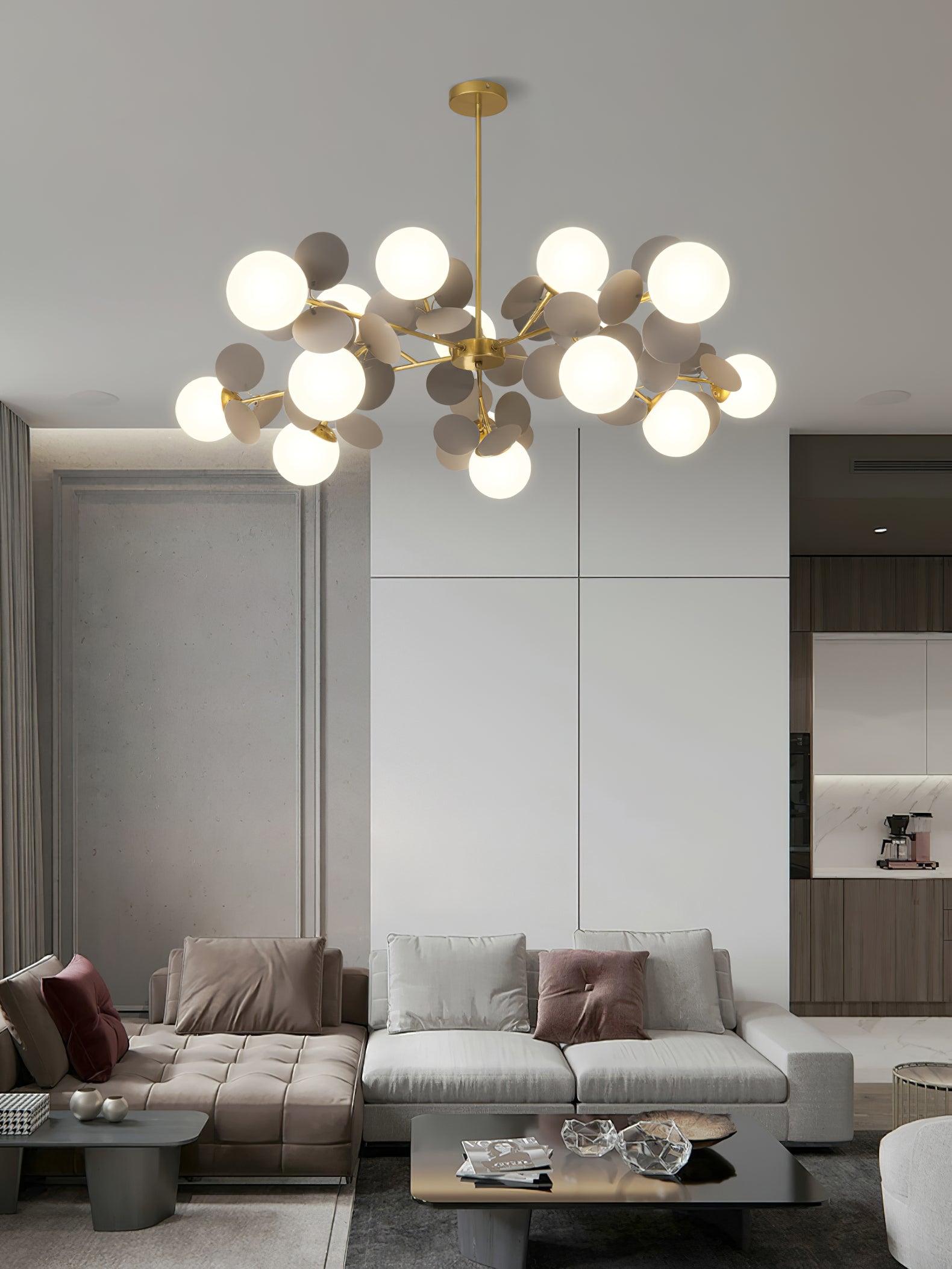 Lustra Chandelier Off White Tree Eight Open Shades - Letslighting