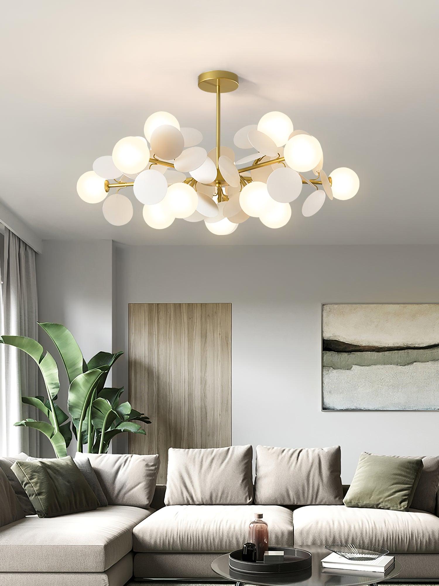 Lustra Chandelier Off White Tree Eight Open Shades - Letslighting