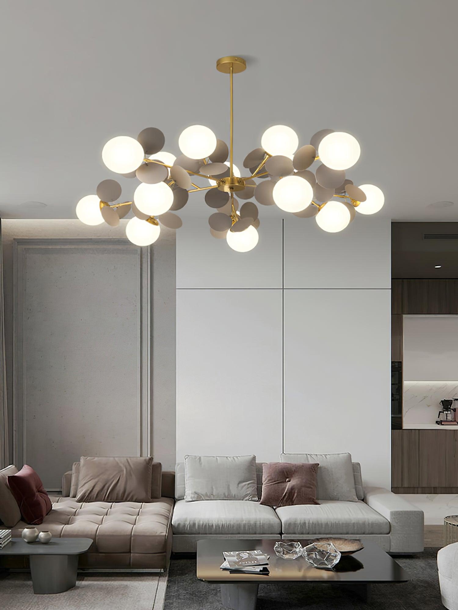 Lustra Chandelier Off White Tree Eight Open Shades - Letslighting
