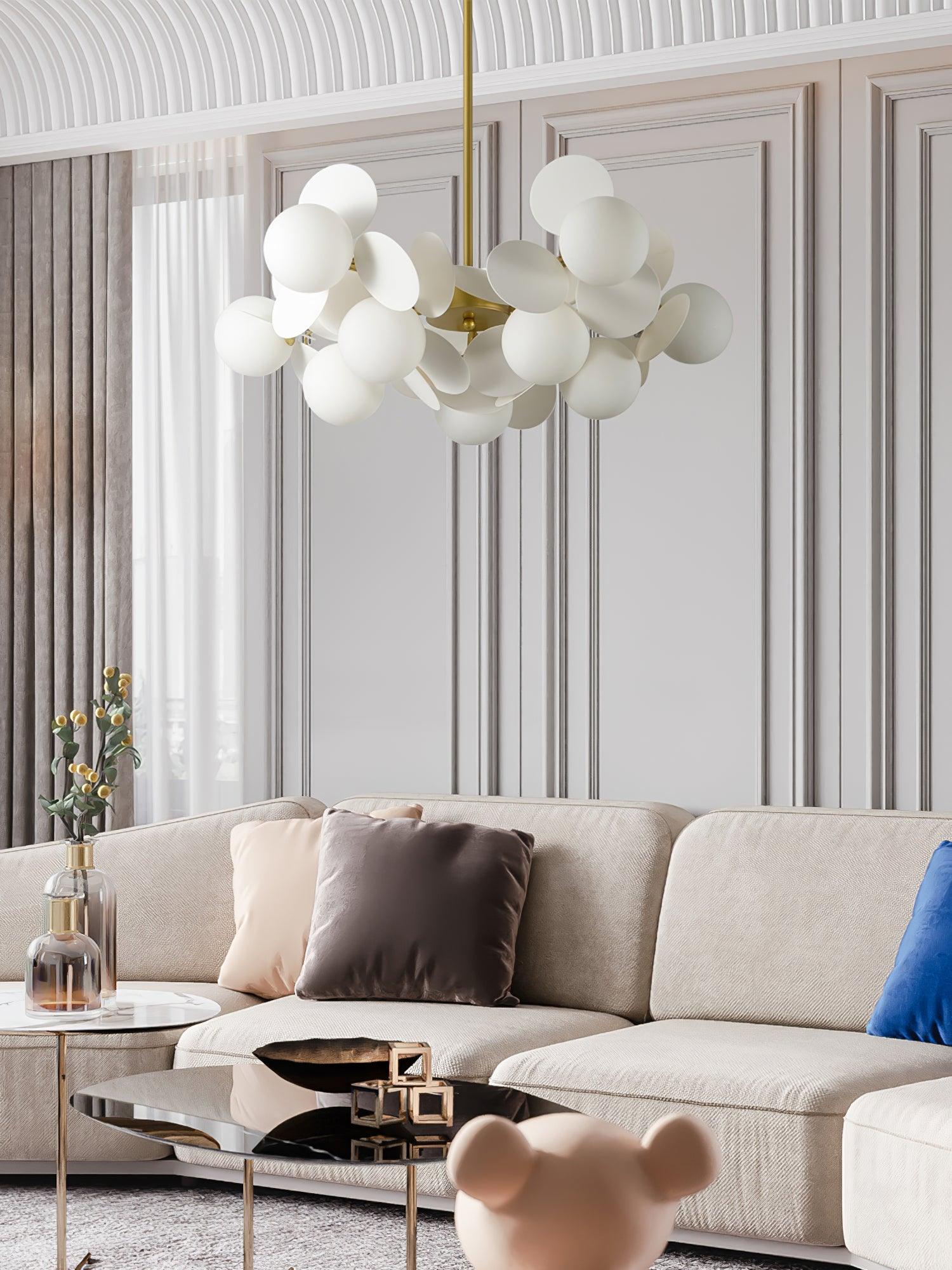 Lustra Chandelier Off White Tree Eight Open Shades - Letslighting