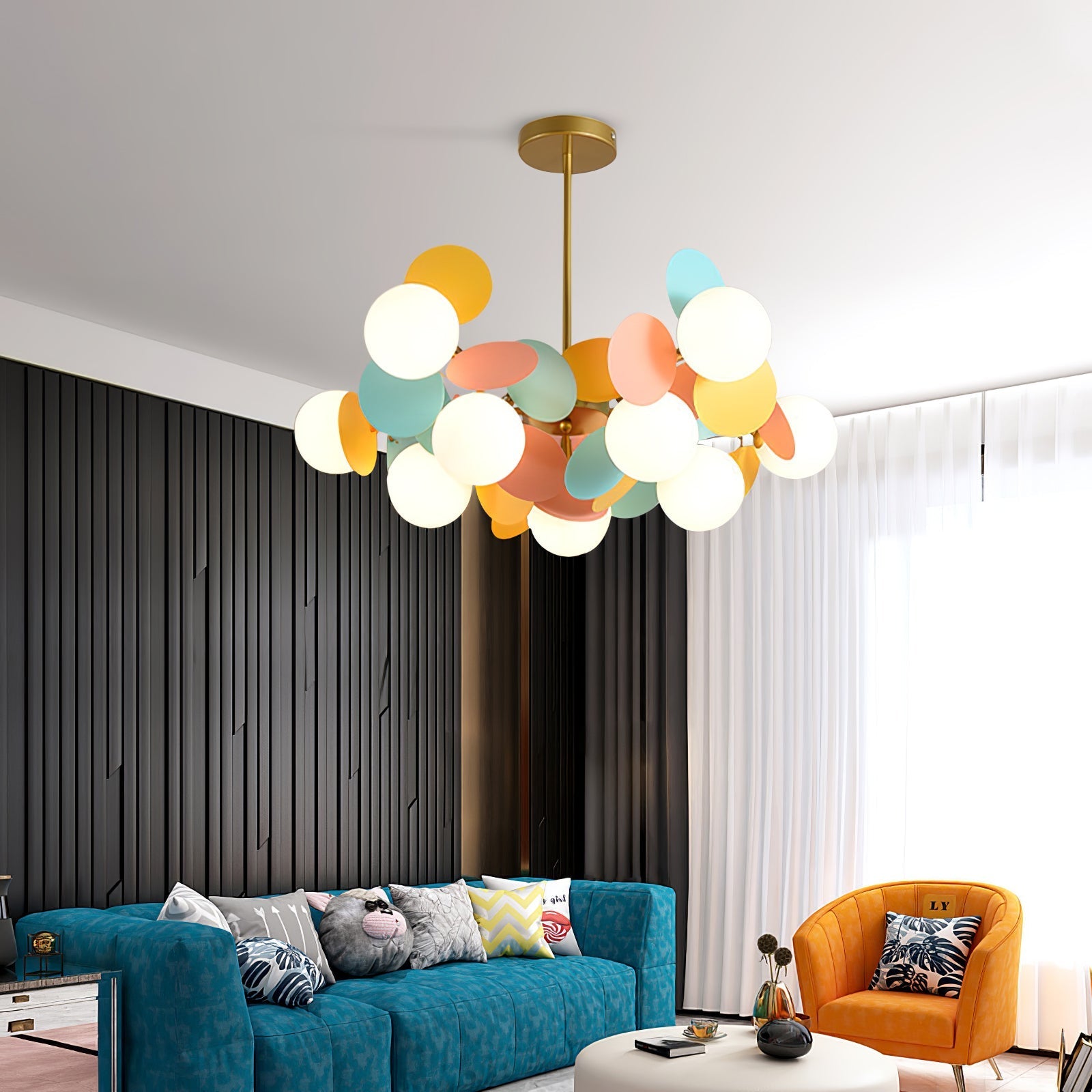 Lustra Chandelier Off White Tree Eight Open Shades - Letslighting