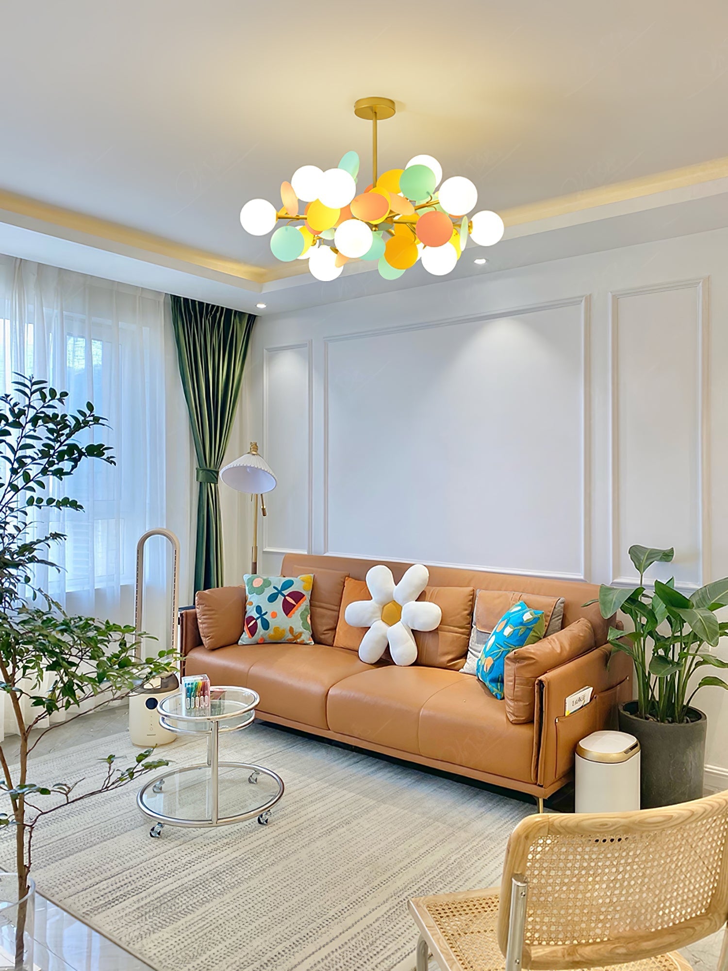 Lustra Chandelier Off White Tree Eight Open Shades - Letslighting