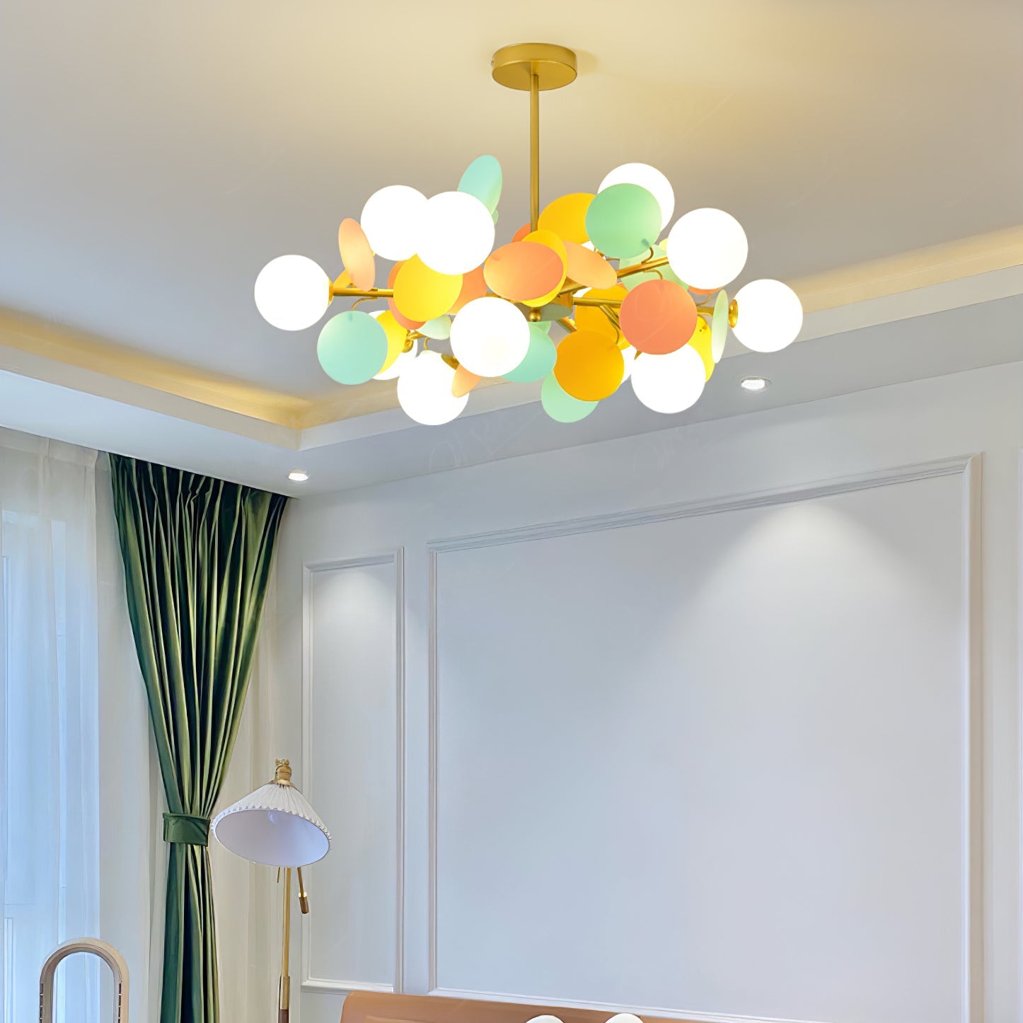 Lustra Chandelier Off White Tree Eight Open Shades - Letslighting