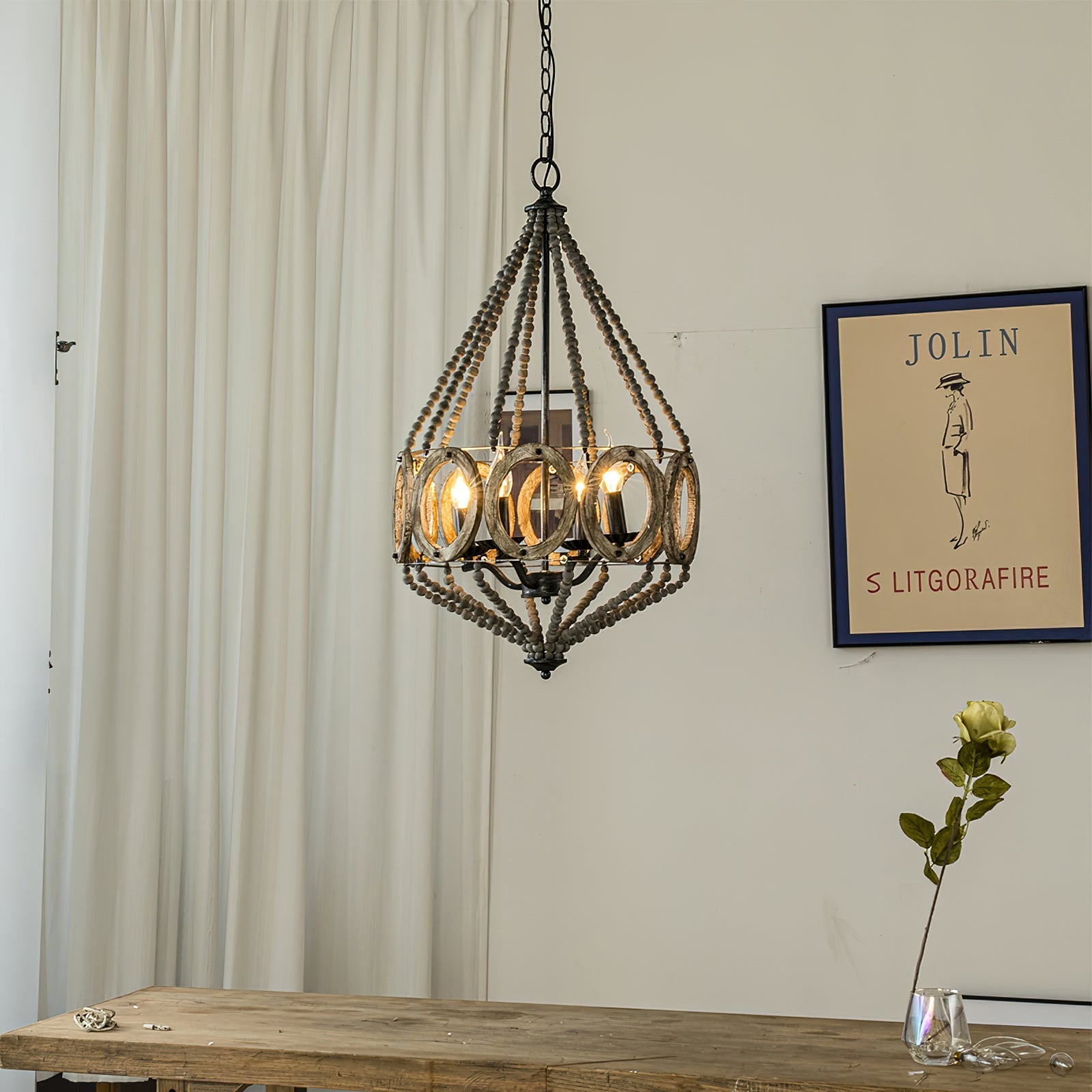 Zasorila Vintage Wooden Chandelier - Letslighting