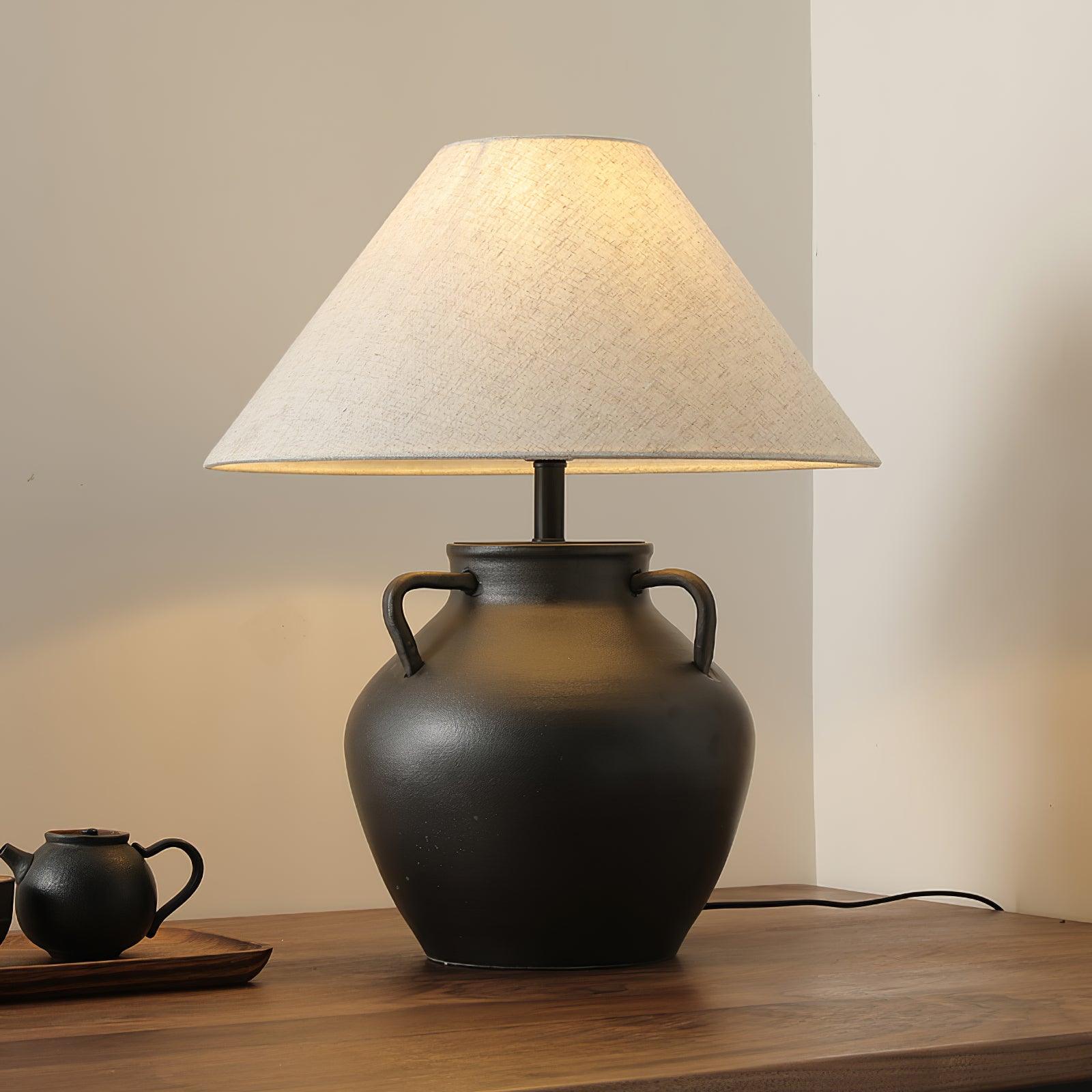 Amfora Fabric Rustic Table Lamp - Letslighting