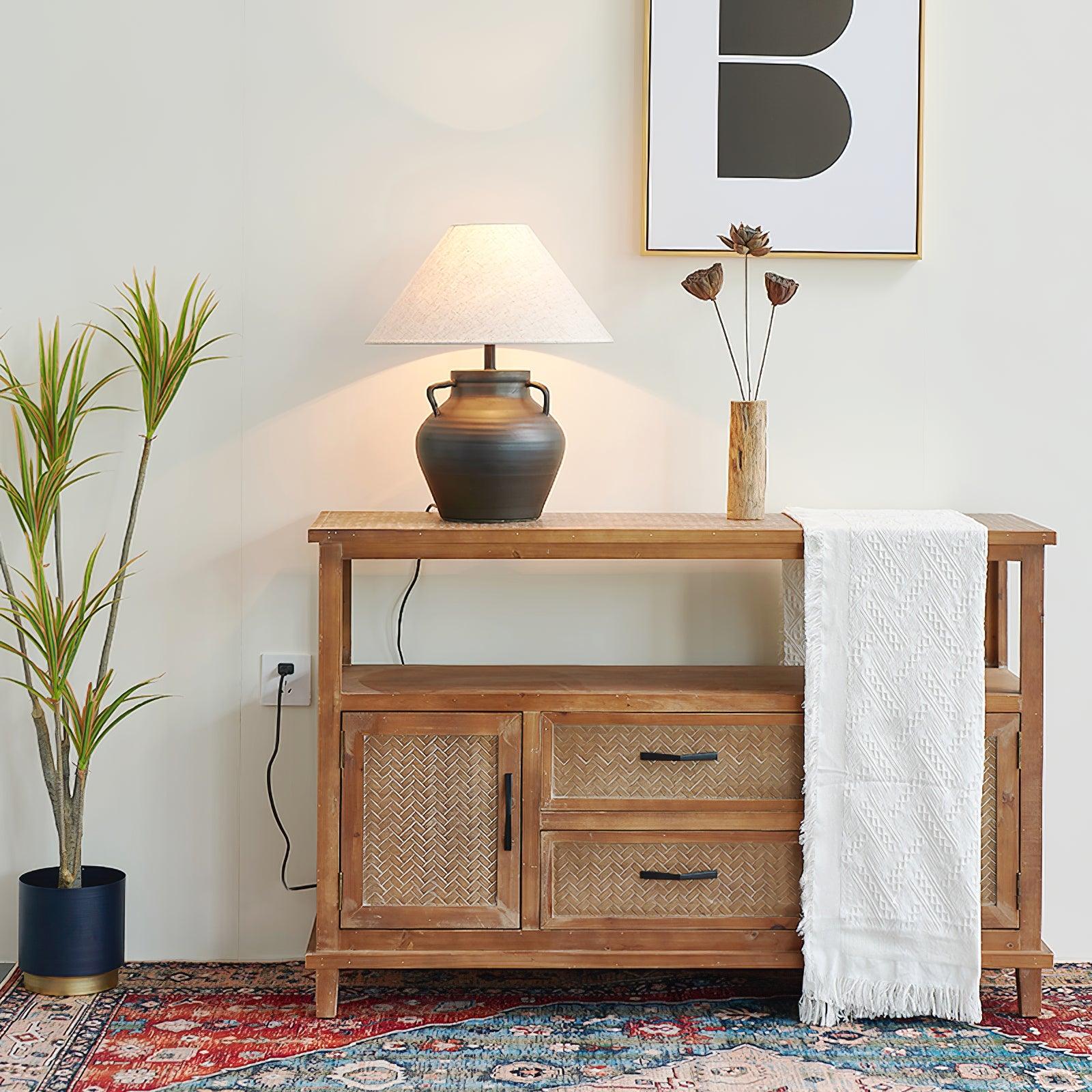 Amfora Fabric Rustic Table Lamp - Letslighting