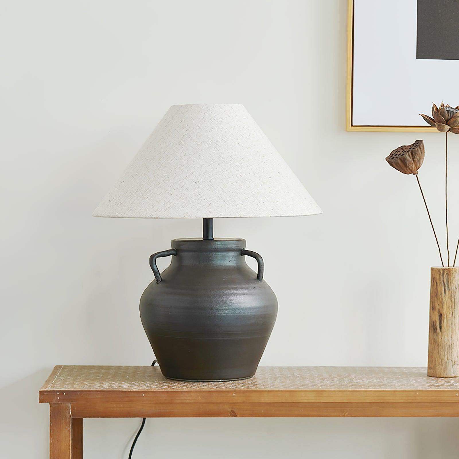 Amfora Fabric Rustic Table Lamp - Letslighting