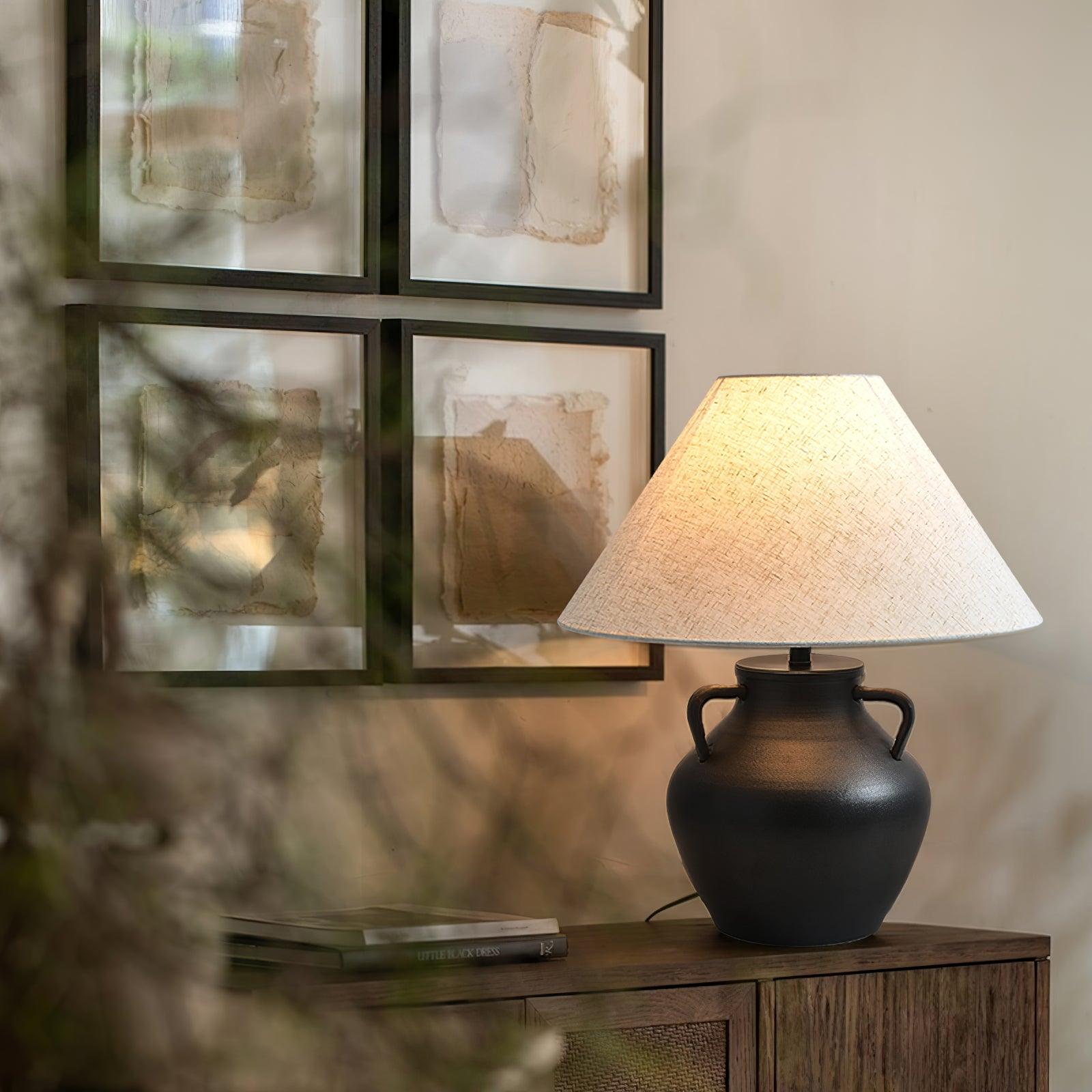 Amfora Fabric Rustic Table Lamp - Letslighting