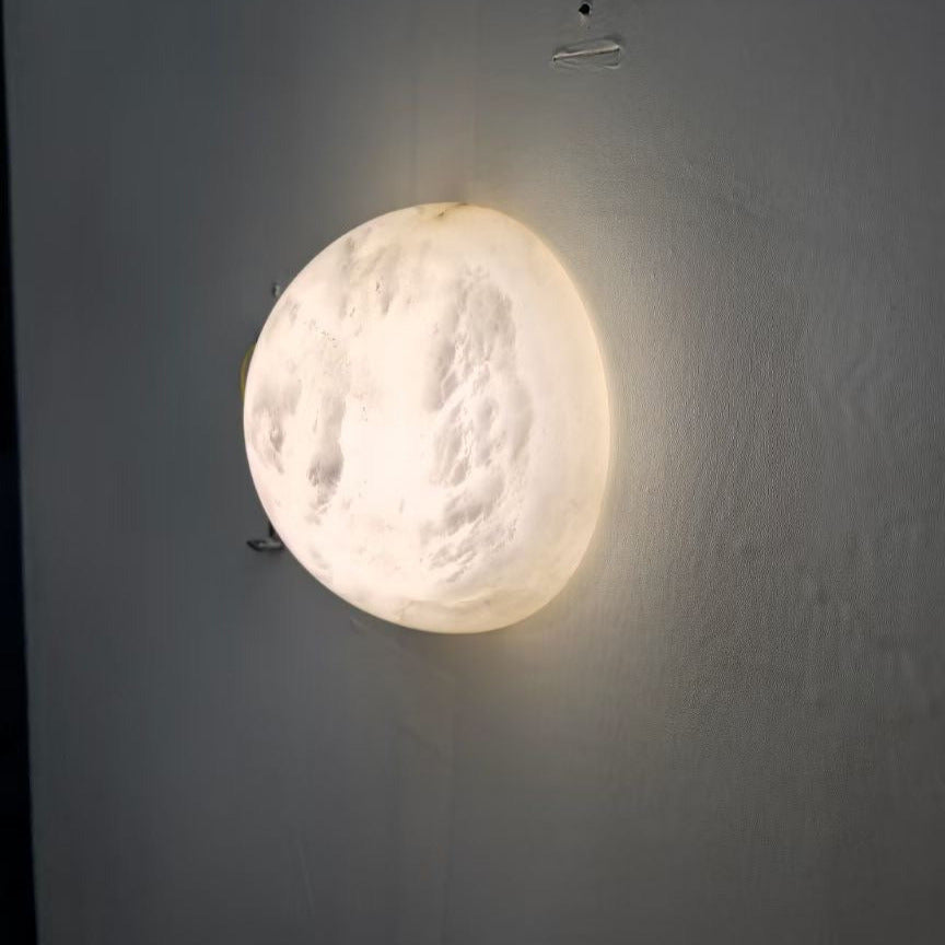 Kristy Minimalist Round Alabaster Wall Lamp - Letslighting