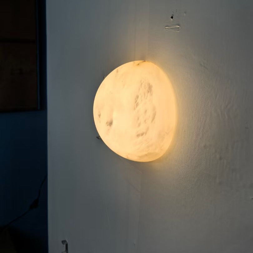 Kristy Minimalist Round Alabaster Wall Lamp - Letslighting