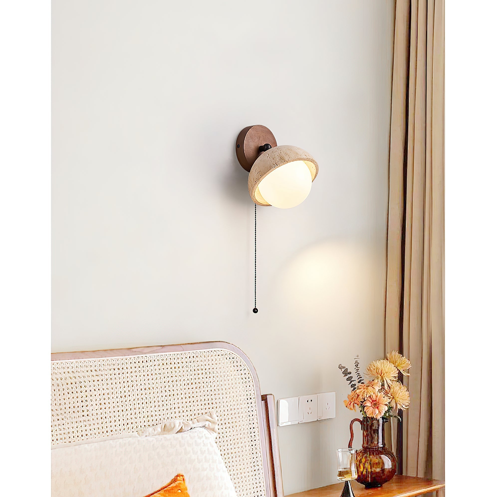 Myrinir Modern Minimalist Wood Travertine Wall Lamp - Letslighting
