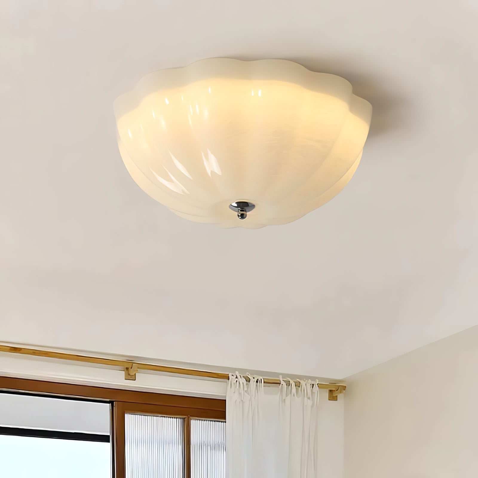 Uphaara Modern Minimalist Opal Shell Glass Ceiling Lamp - Letslighting