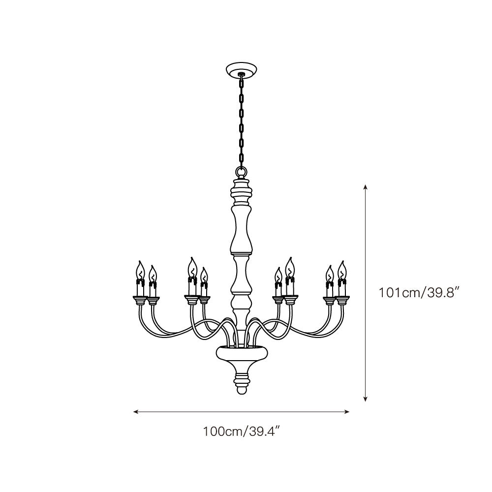 Emirel Vintage 8-Light Candle Wooden Chandelier - Letslighting