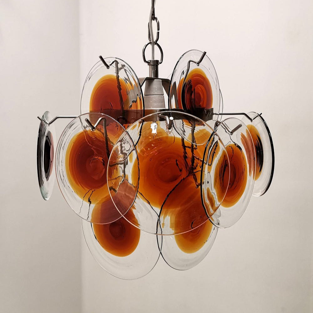 Aurora Chandelier Murano Glass Disc Mid Century - Letslighting