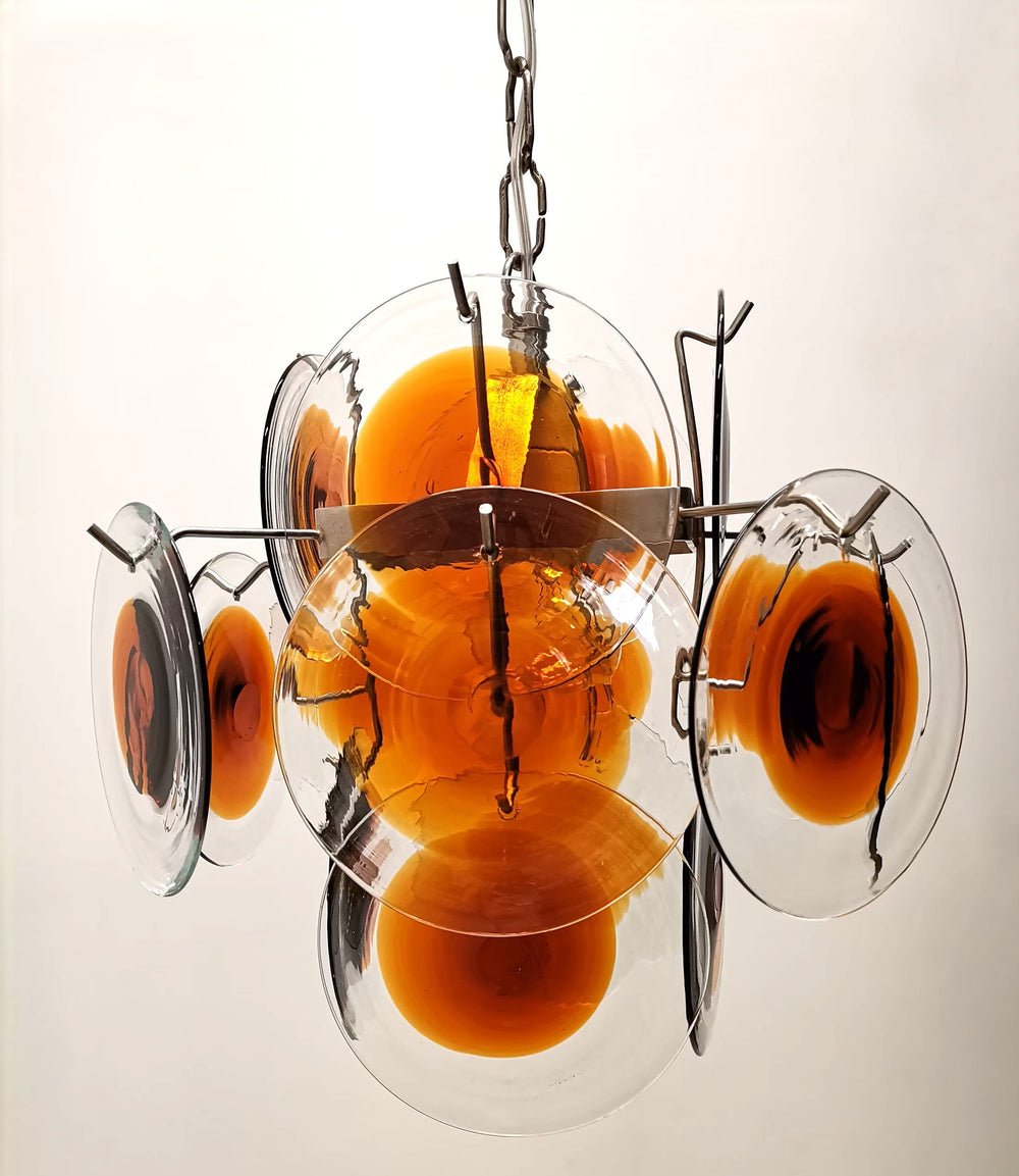 Aurora Chandelier Murano Glass Disc Mid Century - Letslighting