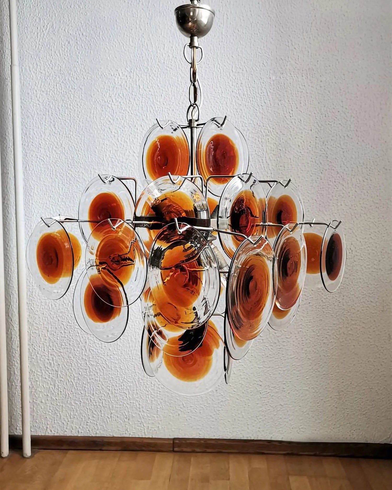 Aurora Chandelier Murano Glass Disc Mid Century - Letslighting