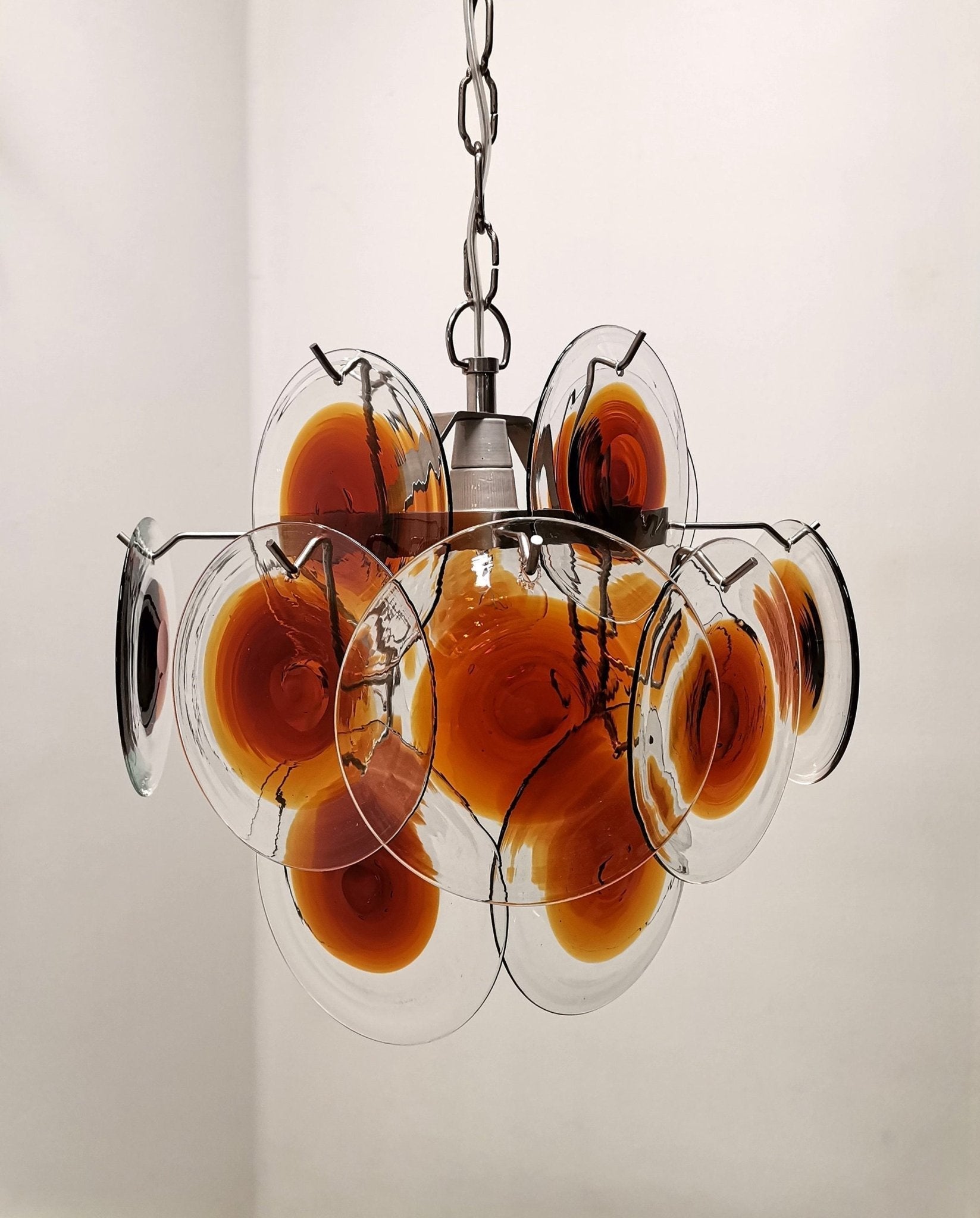 Aurora Chandelier Murano Glass Disc Mid Century - Letslighting