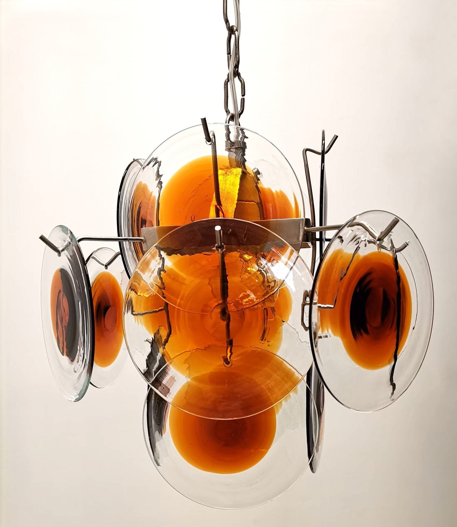 Aurora Chandelier Murano Glass Disc Mid Century - Letslighting
