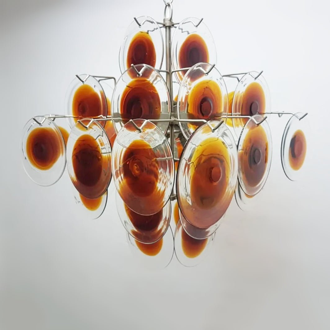 Aurora Chandelier Murano Glass Disc Mid Century - Letslighting