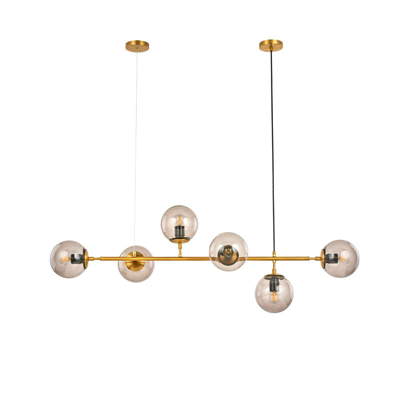 Lustra Pendant Lamp Orb Brass Glass for Living Room - Letslighting