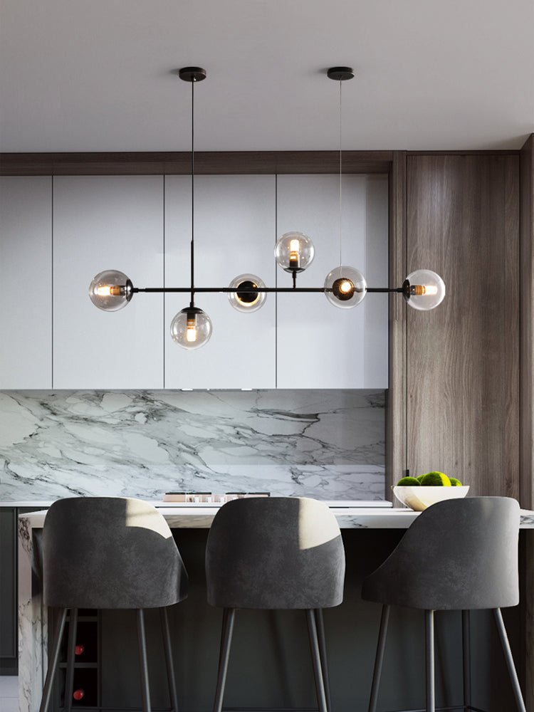 Lustra Pendant Lamp Orb Brass Glass for Living Room - Letslighting