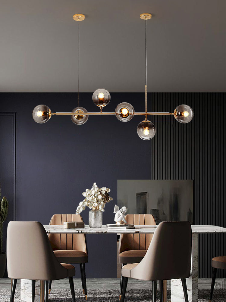 Lustra Pendant Lamp Orb Brass Glass for Living Room - Letslighting