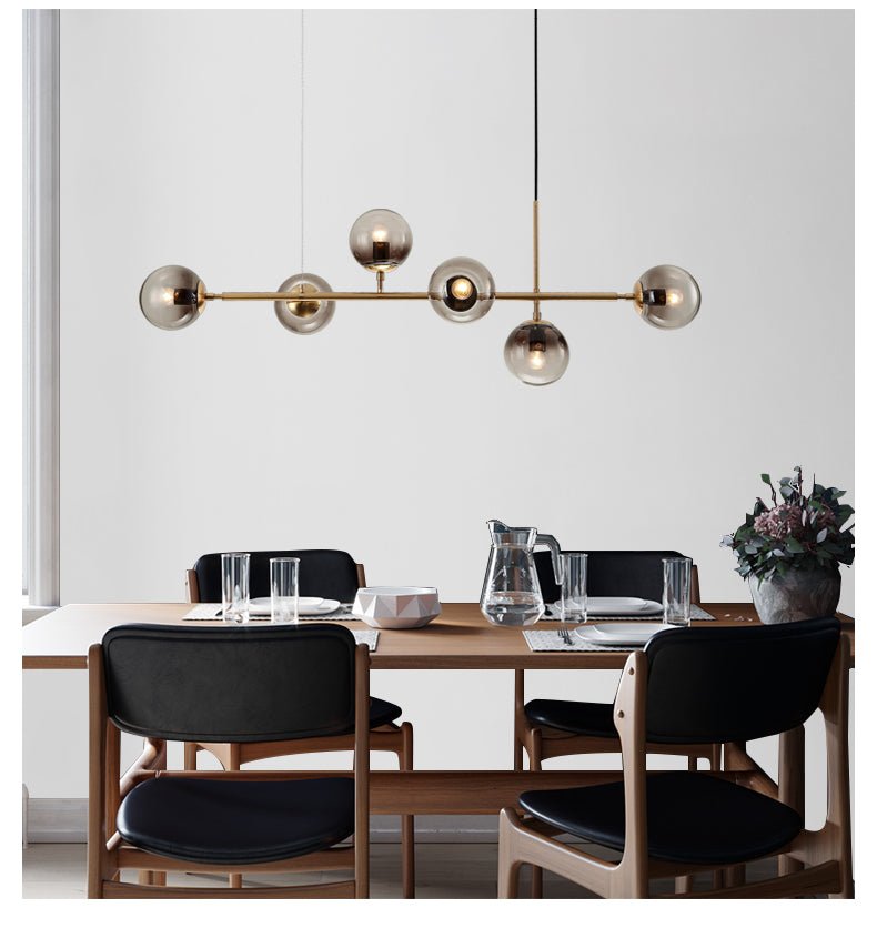 Lustra Pendant Lamp Orb Brass Glass for Living Room - Letslighting