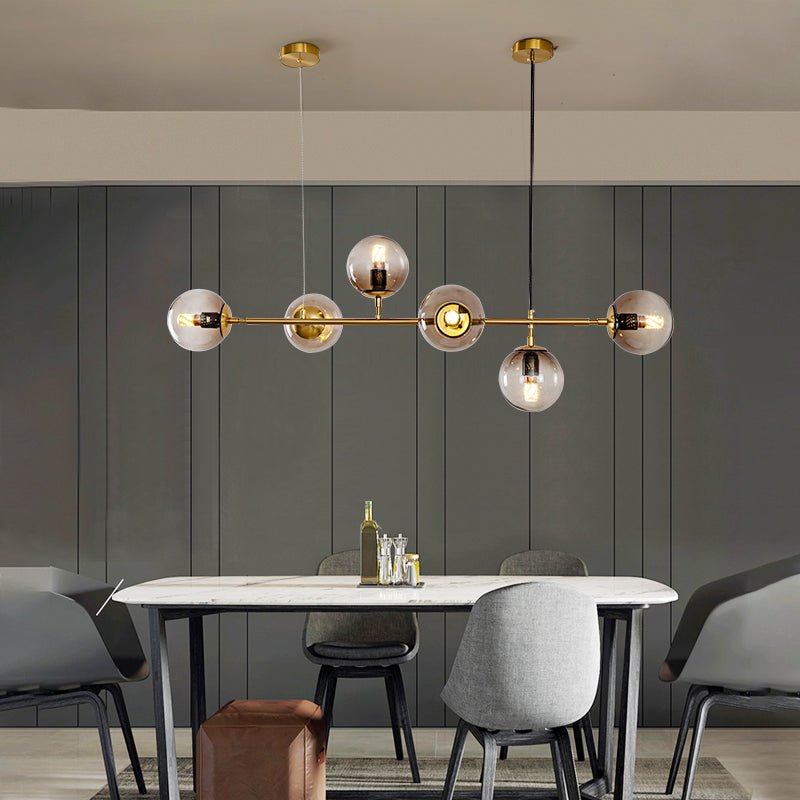 Lustra Pendant Lamp Orb Brass Glass for Living Room - Letslighting